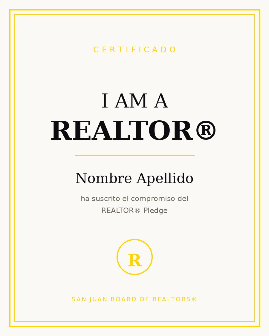 Certificado REALTOR® — Nombre Apellido